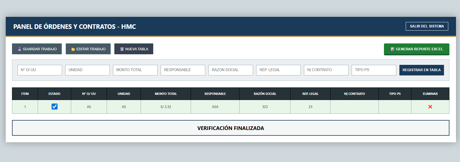 Panel logístico